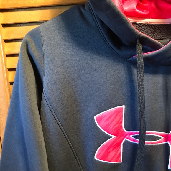Under Armour Grey & Pink Coldgear Hoodie - Picture 5 of 8